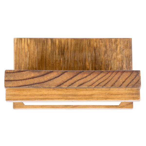 A wooden chalkboard stand with a wood surface.