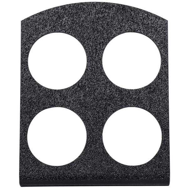 A black plastic tray with four circle slots.