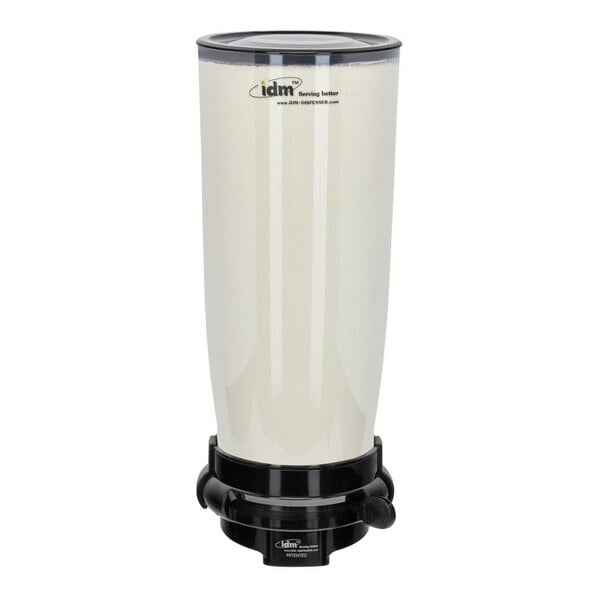 A black plastic wall mount canister with a lid.