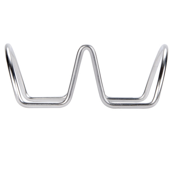 A Cal-Mil stainless steel mini taco holder with 2 compartments.