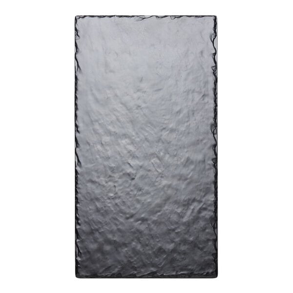 A rectangular faux slate serving platter.