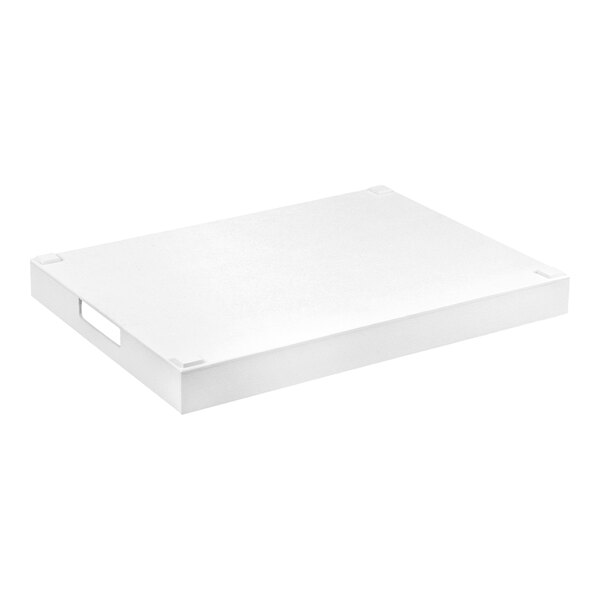 Cal-Mil 3475-2-15 21 1/2" x 15 1/2" x 2" White Plastic Room Service Tray with Handles