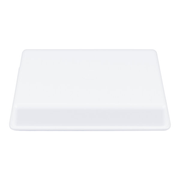 A rectangular white tray with slightly raised edges and a smooth surface.