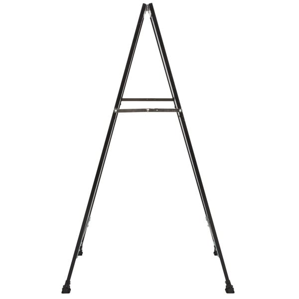 A black aluminum A-Frame sign board with black marker board inserts.