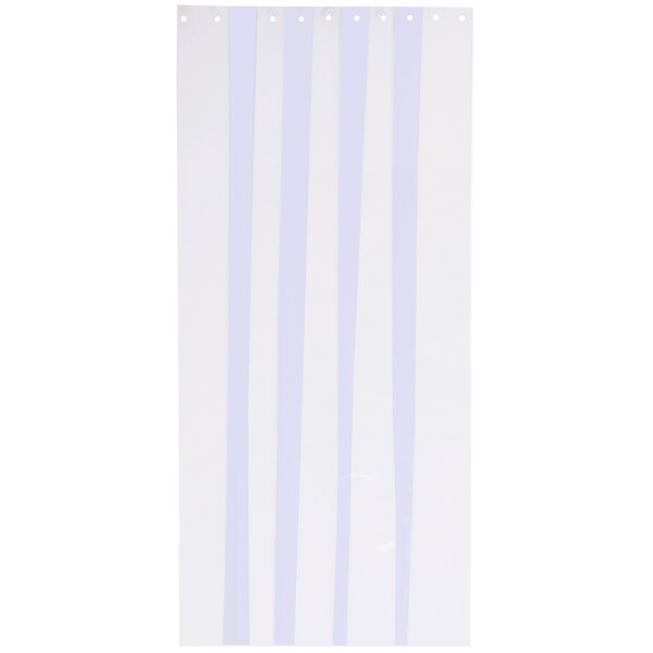 A white background with white and blue striped Curtron replacement door strips.
