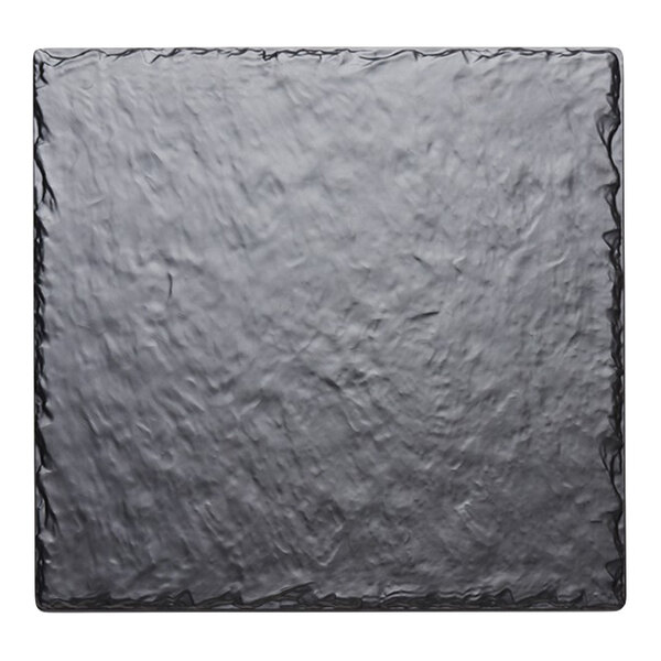 A square faux slate serving platter measuring 12 inches.