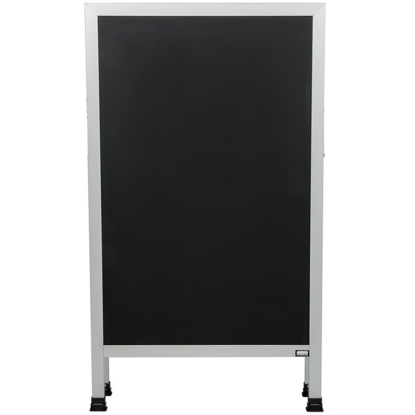 A black rectangular A-Frame chalk board with a white border.