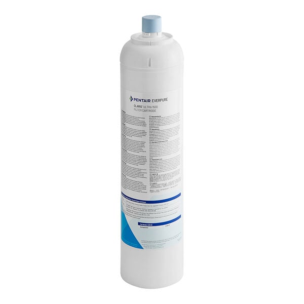 An Everpure Claris Ultra water filter cartridge with blue and white packaging.