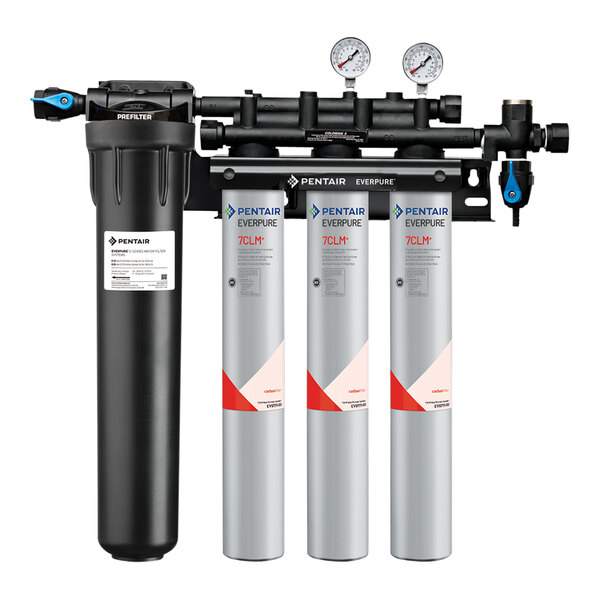 The Everpure Coldrink water filtration system with three filters.