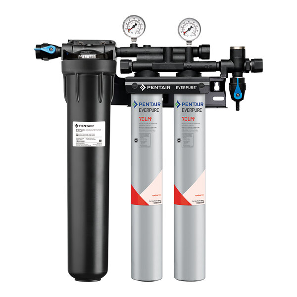 An Everpure water filtration system with a black and grey filter.