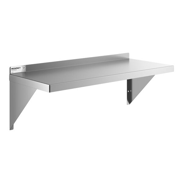 Regency SW1536-3-16-V 16 Gauge Stainless Steel 15" x 36" Heavy-Duty Solid Wall Shelf