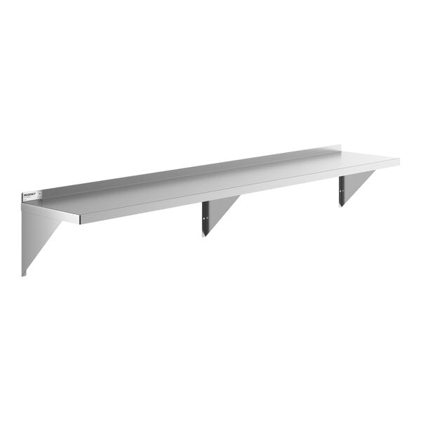 Regency SW1584-3-16-V 16 Gauge Stainless Steel 15" x 84" Heavy-Duty Solid Wall Shelf