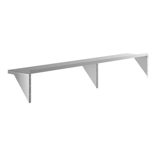 Regency SW1584-3-16-V 16 Gauge Stainless Steel 15" x 84" Heavy-Duty Solid Wall Shelf