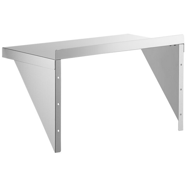 A silver Regency stainless steel wall shelf.