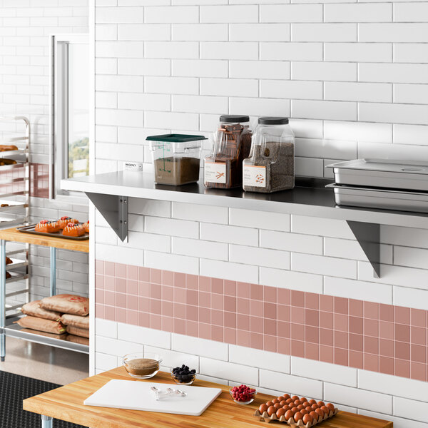 Regency SW1596-3-18-V 18 Gauge Stainless Steel 15" x 96" Solid Wall Shelf