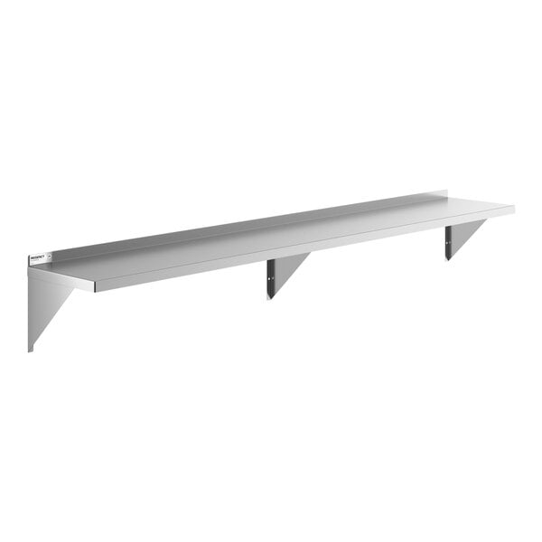 Regency SW1596-3-16-V 16 Gauge Stainless Steel 15" x 96" Heavy-Duty Solid Wall Shelf