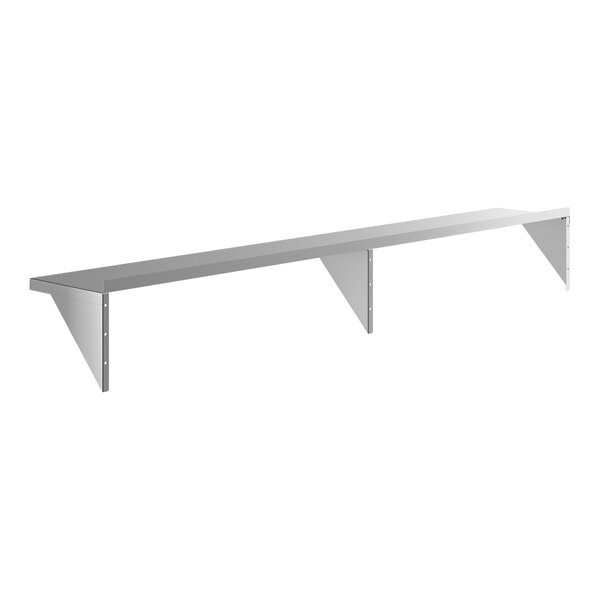 Regency SW1596-3-16-V 16 Gauge Stainless Steel 15" x 96" Heavy-Duty Solid Wall Shelf