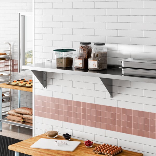 Regency SW1572-3-18-V 18 Gauge Stainless Steel 15" x 72" Solid Wall Shelf