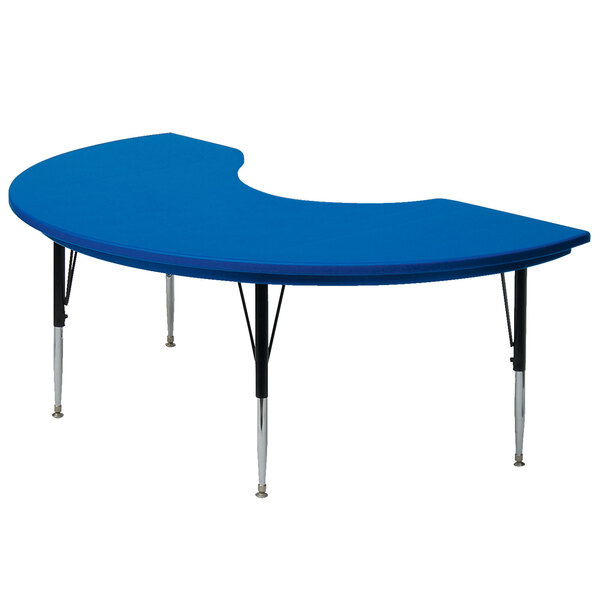 Correll AR4872 48" x 72" Blue Plastic Adjustable Height Kidney Table
