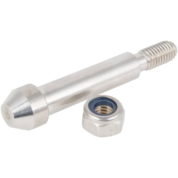 Two silver Avantco lock pins with nuts and bolts.