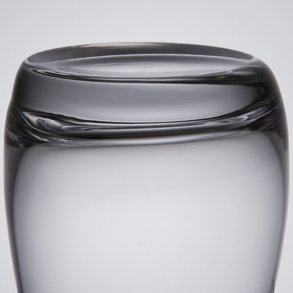 A close up of a clear Spiegelau Vino Grande rocks glass.