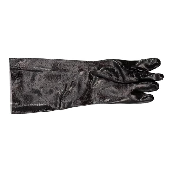 A long black PVC glove with a cotton lining, designed for industrial or kitchen use.