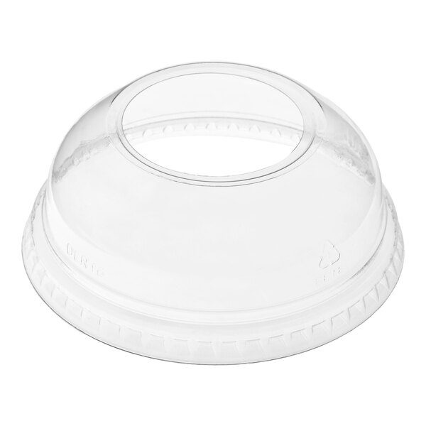 Dart DLW16 16 oz. Clear PET Plastic Dome Lid with 2" Hole - 1,000/Case