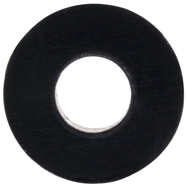 A black circular rubber bumper with a hole in it.