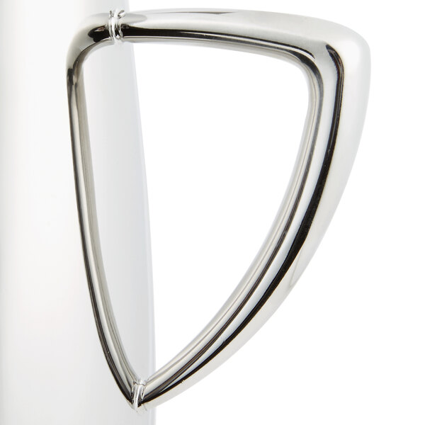 A Vollrath stainless steel creamer with a handle.