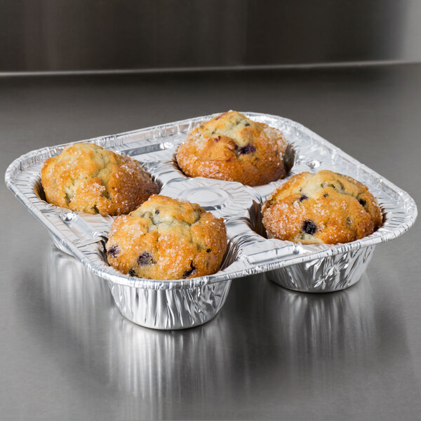D&W Fine Pack D93 4 Cavity Foil Texas / Jumbo Muffin Pan 25/Pack