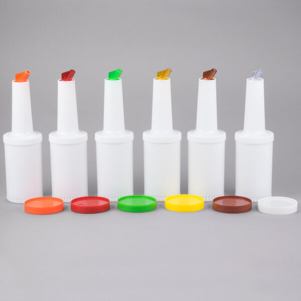 1 Qt. White Pour Bottle Kit with Assorted Spouts and Caps