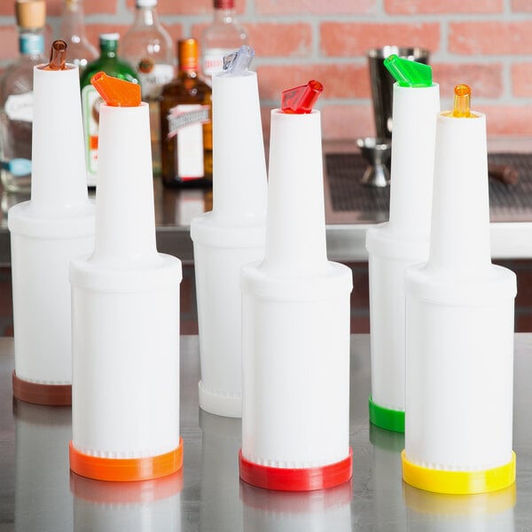 1 Qt. White Pour Bottle Kit with Assorted Spouts and Caps