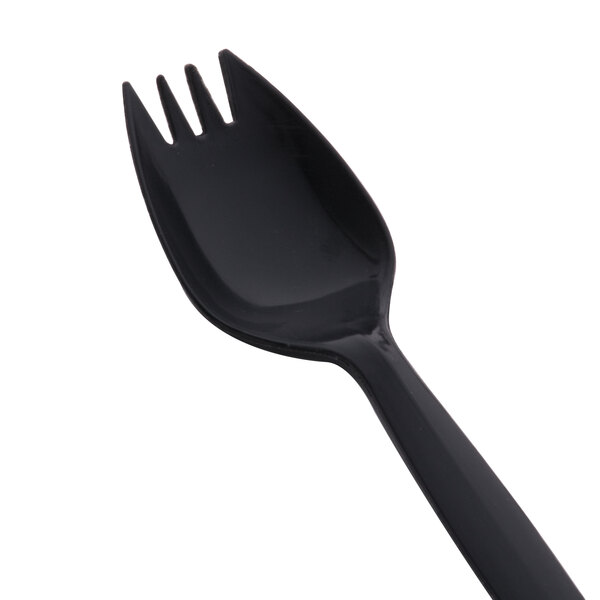 Choice Individually Wrapped Medium Weight Black Plastic Spork 100/Pack