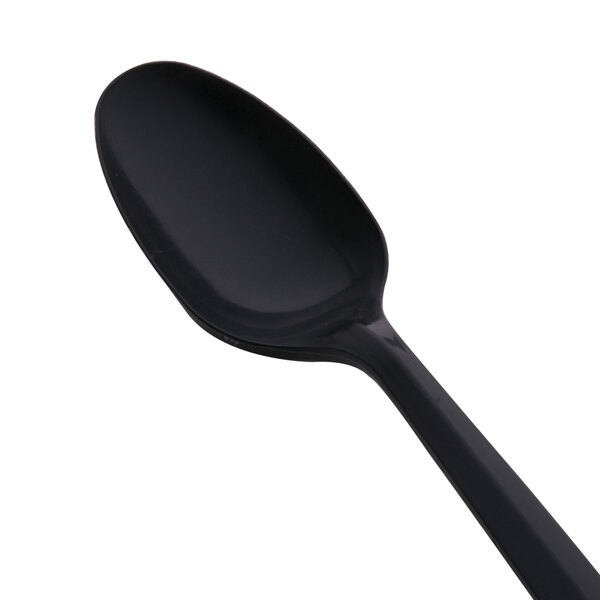 Choice Individually Wrapped Medium Weight Black Plastic Teaspoon 100/Pack