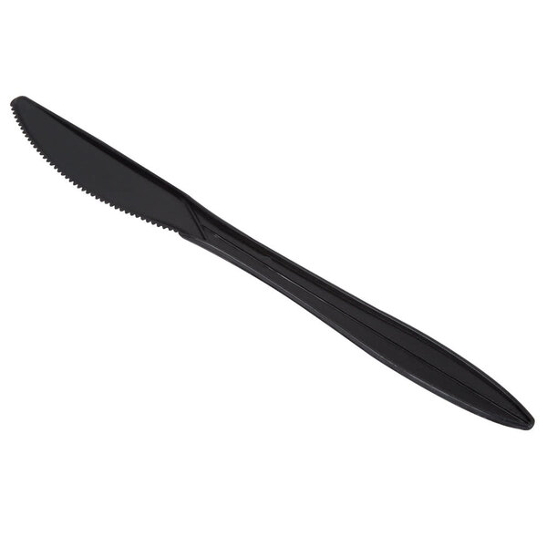 Choice 6 1/2" Individually Wrapped Medium Weight Black Plastic Knife