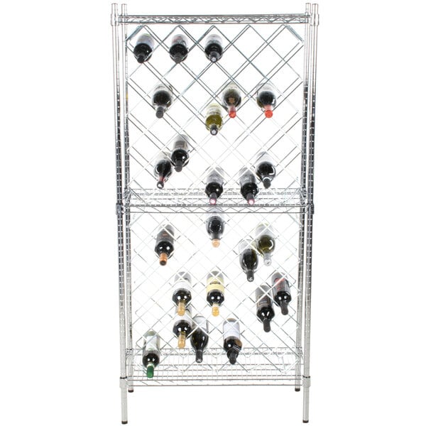 Regency 14" x 30" Chromate Finish Wire Wine Rack Kit with 64" Chrome Stationary Posts and 4 Shelves