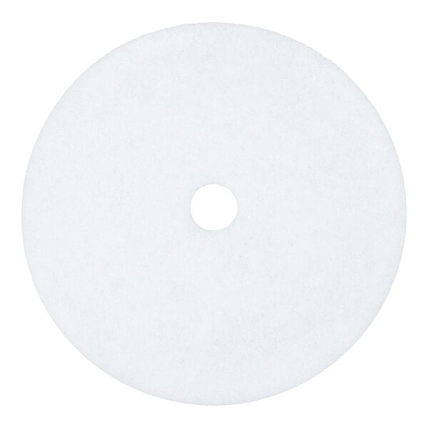 A round white polishing floor pad with a central hole.