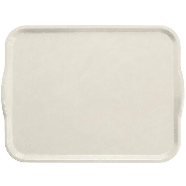 A white rectangular Cambro tray with a handle.