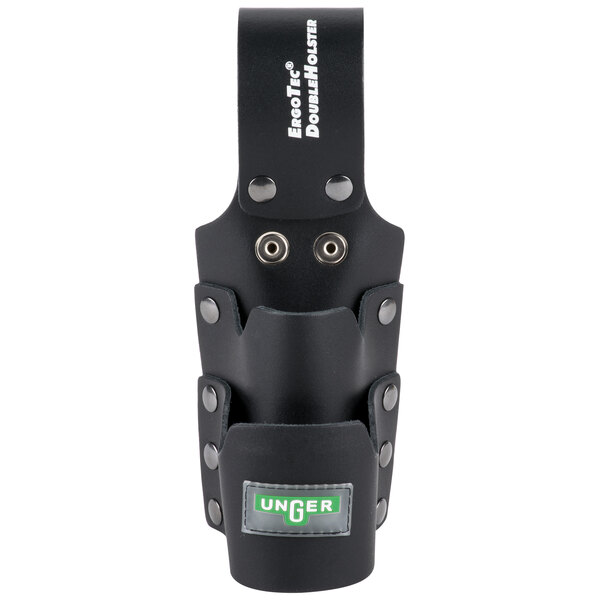 Unger BSDHR ErgoTec 5" x 3" Black Leather Double Squeegee Holster