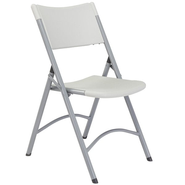 National Public Seating 602 Textured Gray Steel Folding Chair with Speckled Gray Blow Molded Plastic Back and Seat