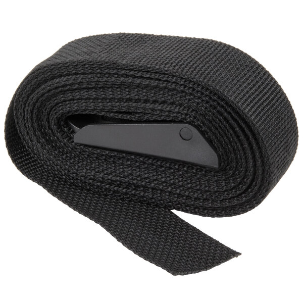 A black nylon strap with a black clip.