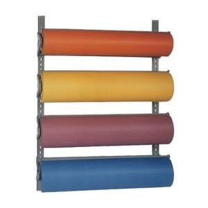 A Bulman horizontal rack holding four paper rolls on a wall.