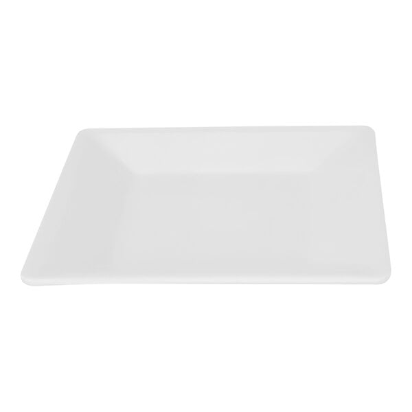 A white square plate with a white background.