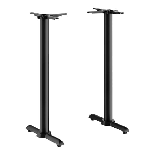 FLAT Tech KT22 22" Black Self-Stabilizing Cast Iron Bar Height Table Base Set - 2/Set