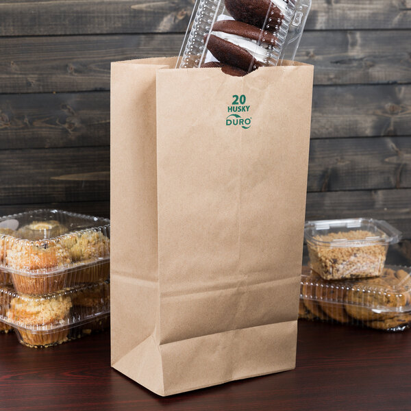 Duro Husky HeavyDuty 20 lb. Brown Paper Bag 500/Bundle