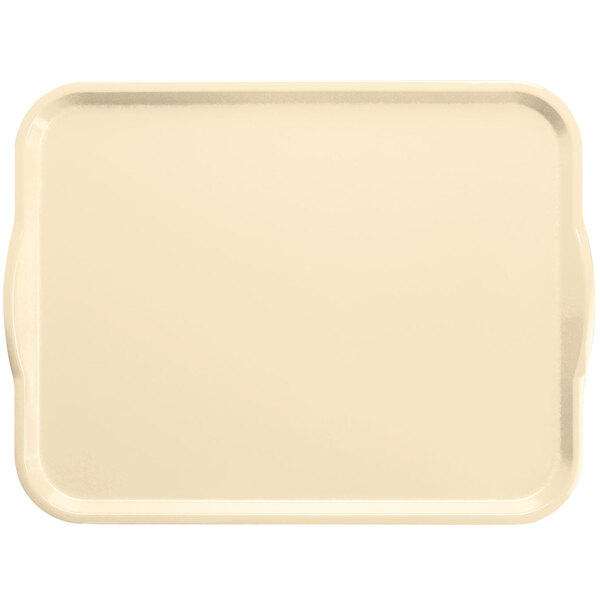 A white rectangular Cambro tray with handles.