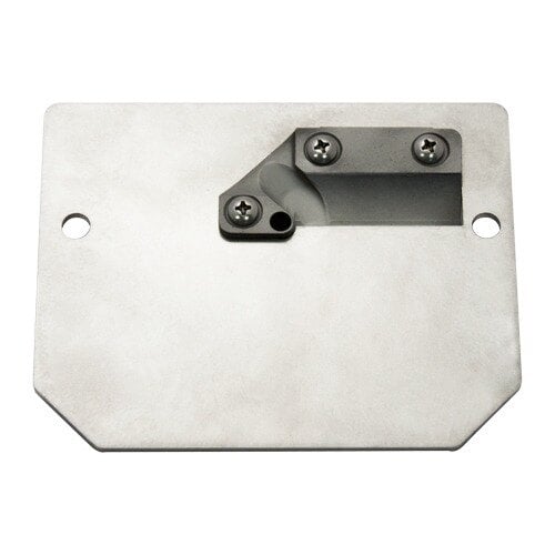 A metal Nemco Ribbon Fry Cutter front plate with screws.