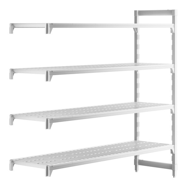 A white rectangular Camshelving® add on unit with vented shelves.