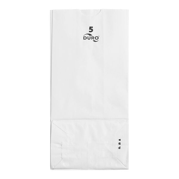 A white paper bag with the number 5 on it.