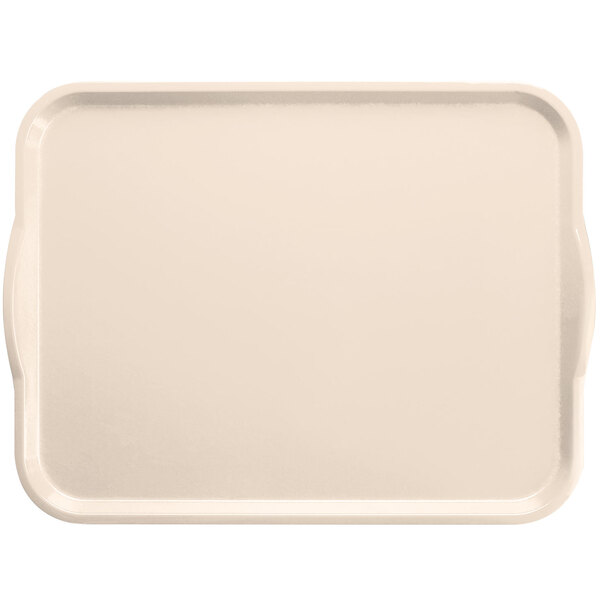 A white rectangular Cambro tray with handles.